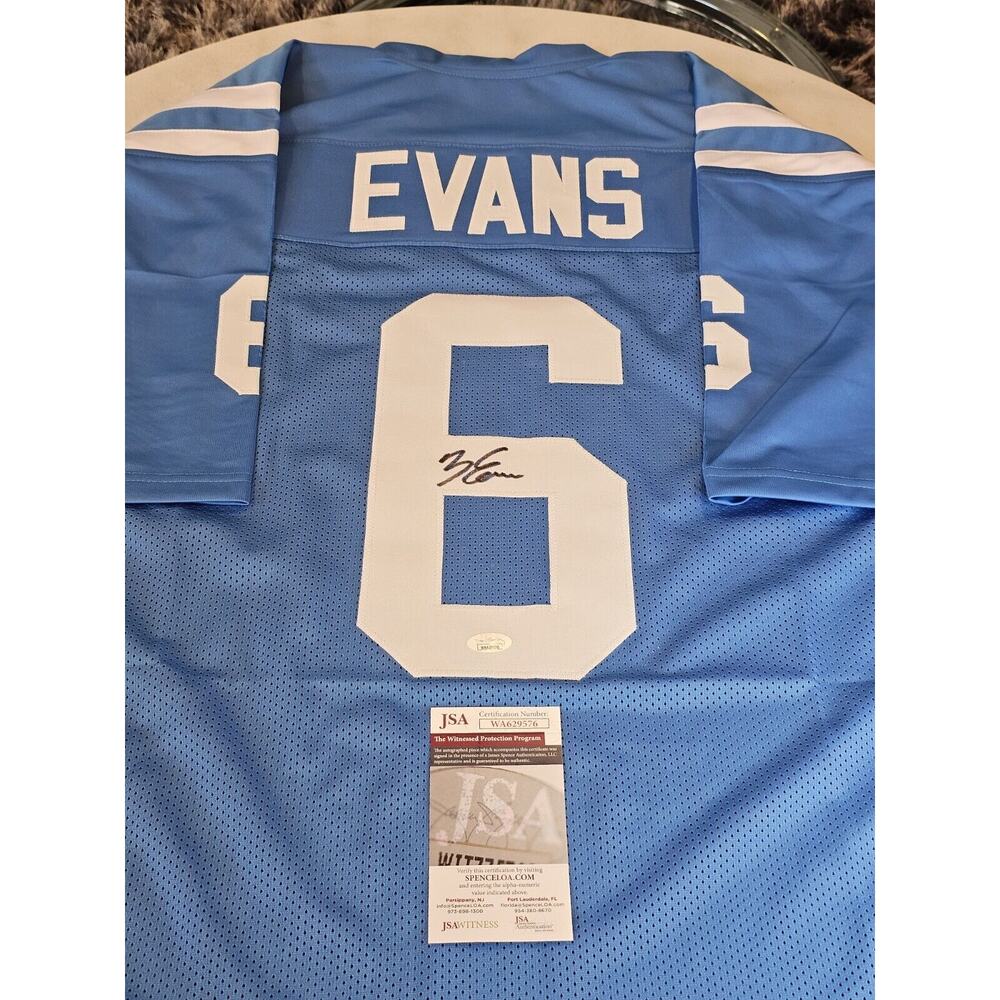 Zach Evans Autographed/Signed Jersey JSA COA Blue Custom Jersey
